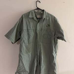 Redhead Outdoor Fishing Shirt, Green Short Sleeve Button Up, Men's L with Bass